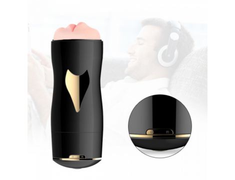 Dwustronny masturbator z wibracją B Series Fox czarny USB - 25